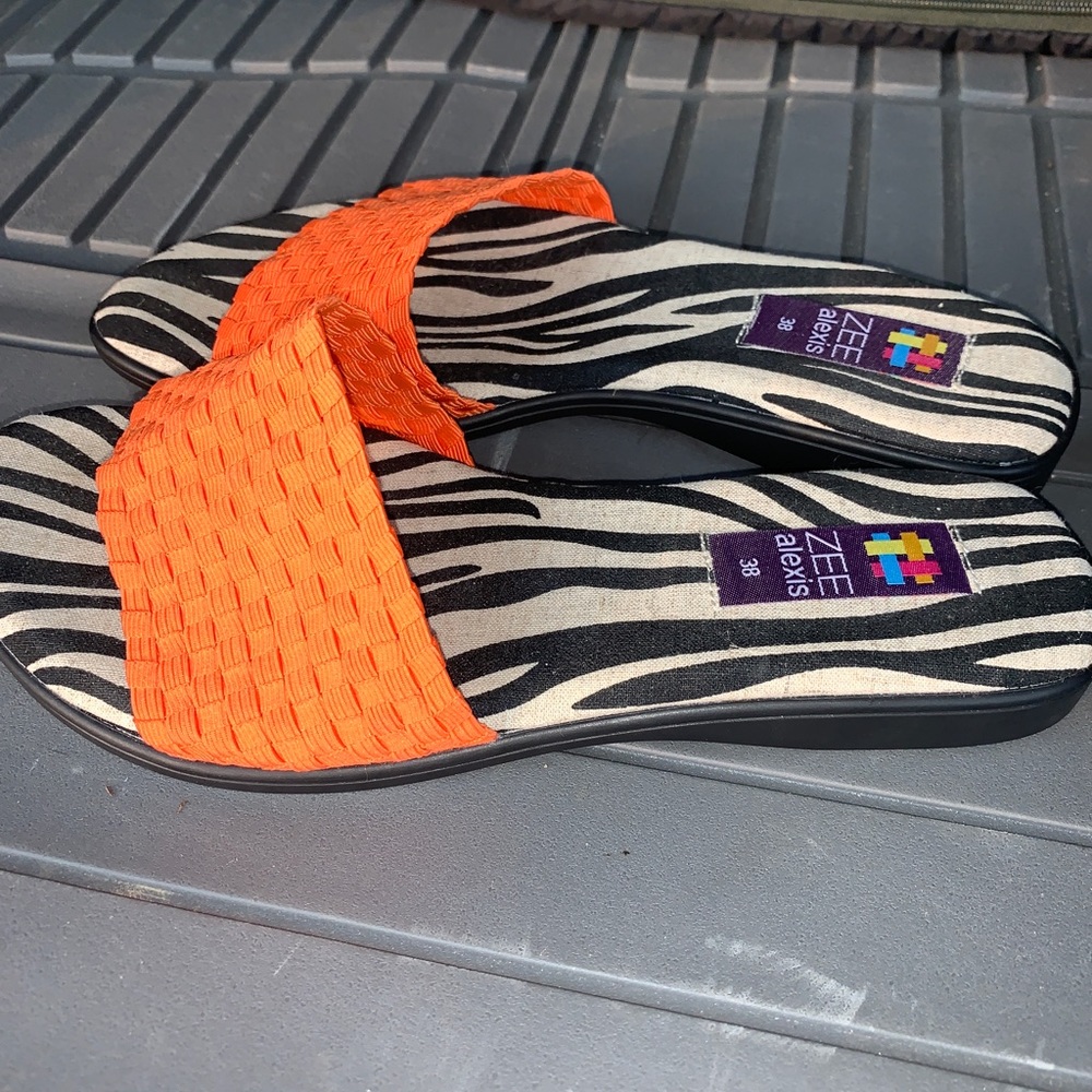 Zee Alexis Orange & Zebra Gem Sandals size 38
